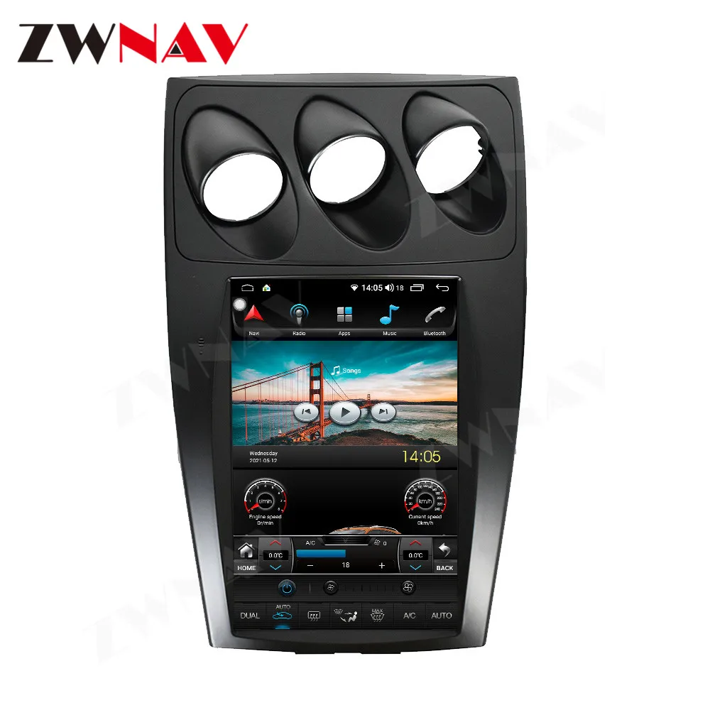 ZWNAV Vertical Touch Screen Android 12 Car DVD Player GPS Navigation With Carplay Stereo Radio for Nissan 350Z Car Video Player