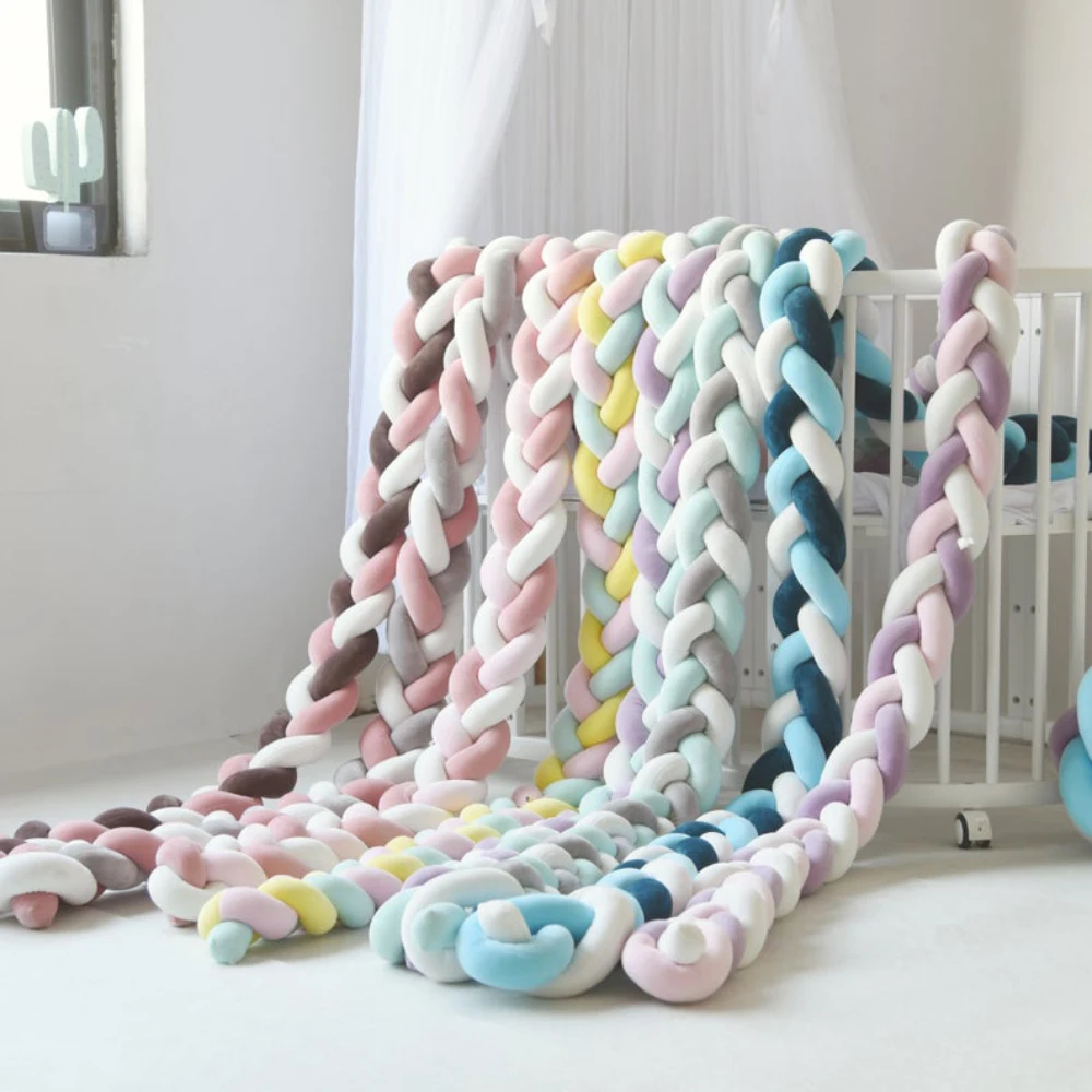 Infant Knot Crib Bumper Bed Bedding Cot Braid Plush Nursery Knot Crib Bumper
