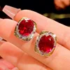 Boucles d'oreilles en corindon rouge