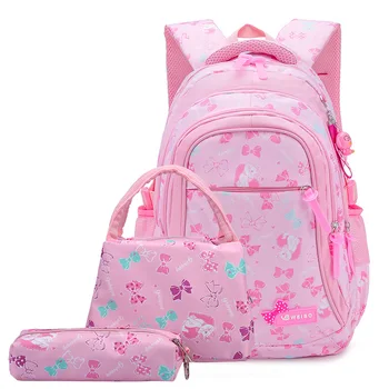 wholesale children primary school bags trendy backpack with lunch bag set for school girls