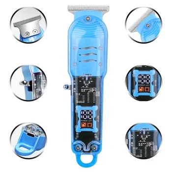 Transparent Body Electric Hair Clippers Professional Trimmer USB Rechargeable Hair Cutting Machine For Men Holiday Gift