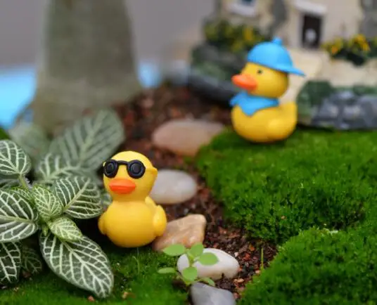 
Ювелирные миниатюрные украшения в виде микро-ландшафта для бонсая, домика, кукол, растений, сада, на удачу, мини-фигурки желтых Уток из смолы 