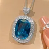 Blue pointed crystal pendant with Chopin chain