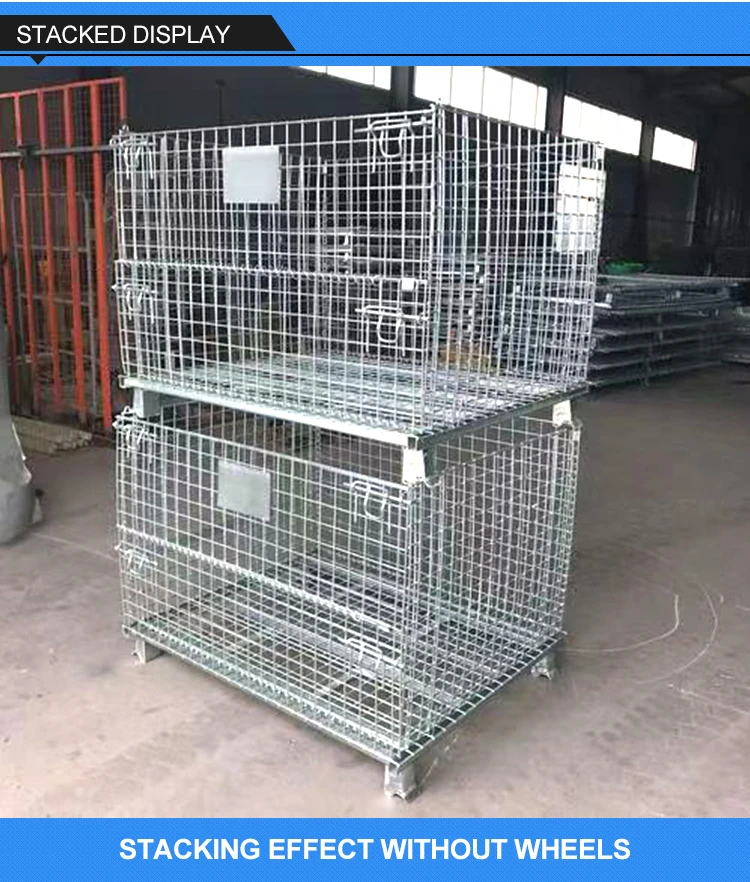 Heavy-duty Industrial Steel Folding Wheeled Pallet Portable Metal Cage ...