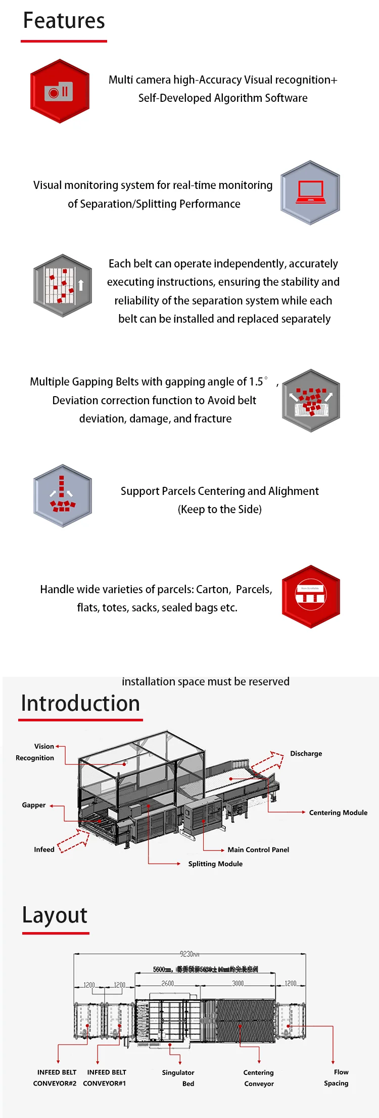 SNBC Package Handling Fast Linear Parcel Singulator for Ecommerce Logistics