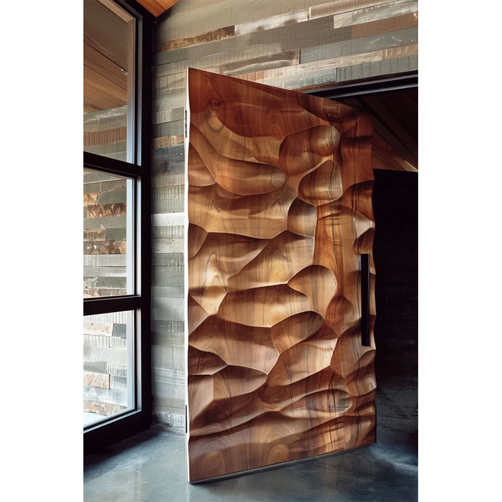 Latest Design Handcraft Timber Wooden Pivot Main Doors for Houses Wood Carving Front Entry Doors Home Decor