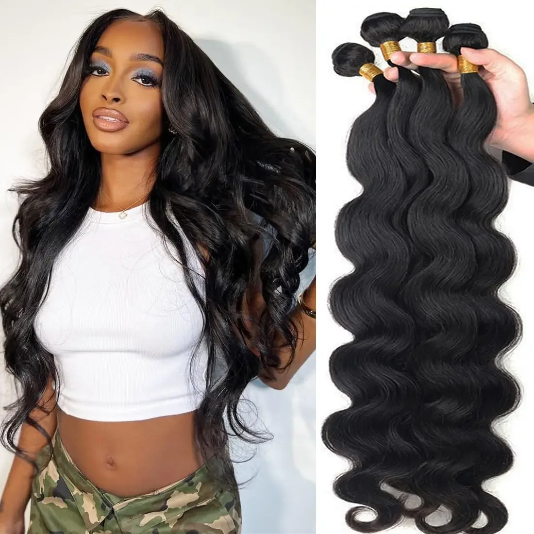 Lockere, gewellte Remy-Menschenhaarbündel, unverarbeitete Virgin Water Wave-Extensions, Angebot_voghion.com