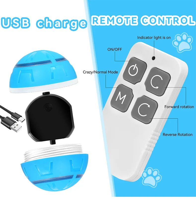 DOUGEZ Pet Electric Toy Ball Bite Resistant Teaser Dog Flash Ball Remote Control Intelligent USB Charging Toy Cat Toy details