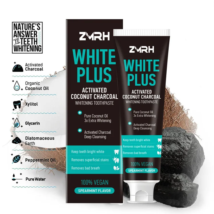 Зубная паста OEM натуральный крем для веганов зубная с активированным кокосовым углем отбеливания