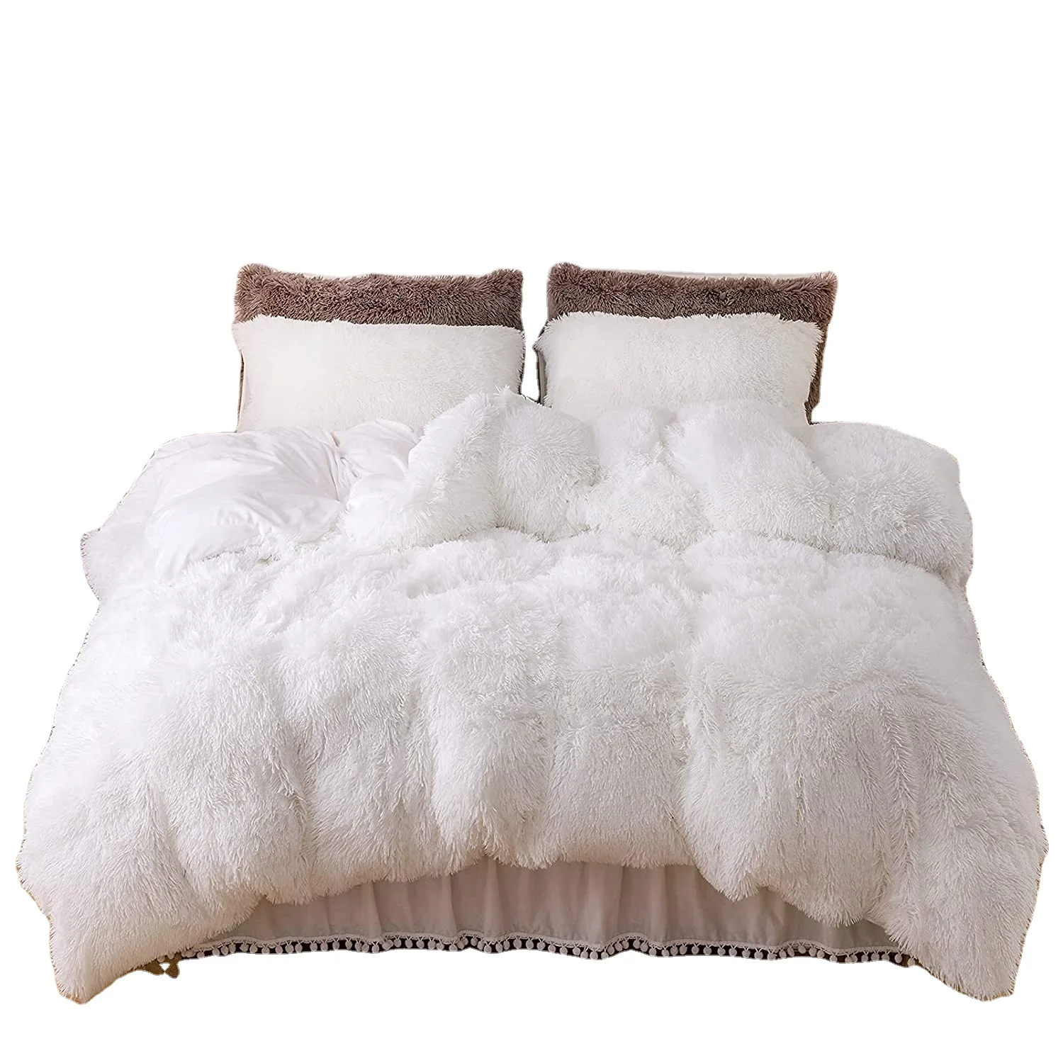 Hot Selling Custom Comforter Fluffy Plush Designer Comforter Sets Velvet Shaggy Queen King Size Duvet Cover Custom Bedding Set