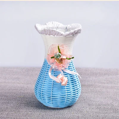 Сделанный на заказ ручной ткацкий новый дизайн PP ротанга имитация сушеных цветочных ваз украшение