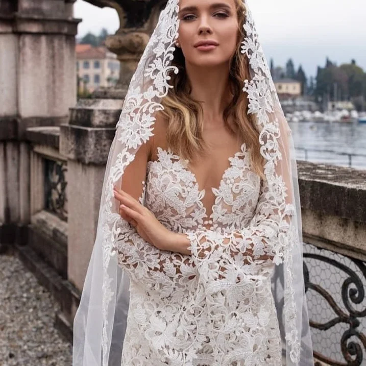 Tela de encaje blanco para vestido de novia, venta al por mayor