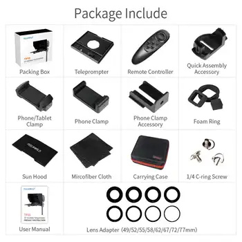 FEELWORLD TP10 10-Inch Folding Portable Professional Teleprompter Kit for DSLR & 11" Smartphones/Tablets Factory OEM/ODM Custom product image