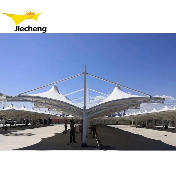 PVDF /PVC Waterproof Stretch Membrane Structure Car Parking Cover Tent Garage