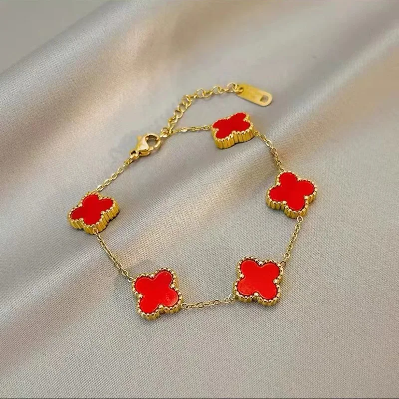18k Rose Gold Plated Stainless Steel Bracelets Designer Inspired Four ...