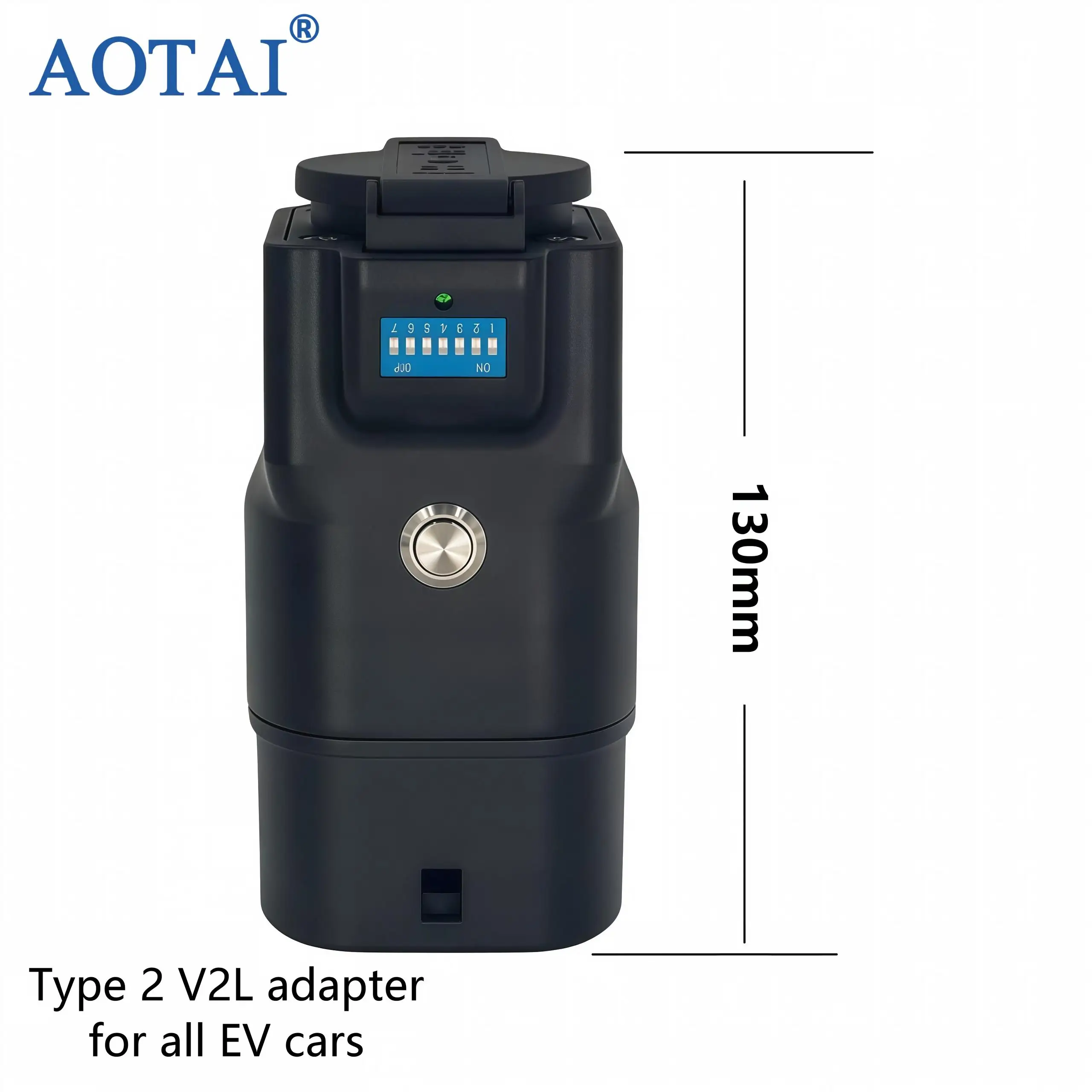 AOTAI New 7-Level Adjustable Resistance 16A 3.5kW Universal V2L Adapter Type 2 to Schuko for All EV Vehicles
