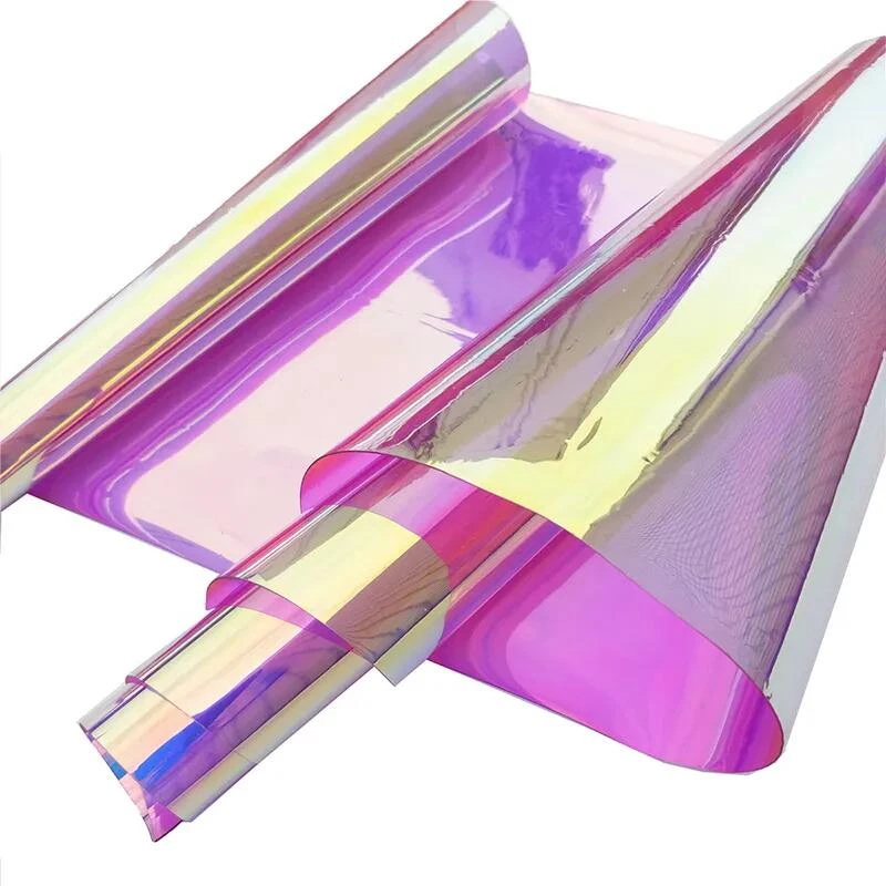 Iridescent Holographic Transparent PVC Fabric Vinyl Material Bow Craft  Clear Bag