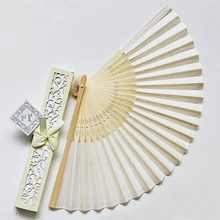 Boutique Gift Bamboo Hand Fan Blank Beige Bamboo Folding Fan