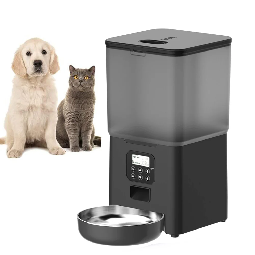 6L APP Controlled Smart Cat/Dog Food Dispenser Eco-Friendly Automatic Pet Feeder with Timing Voice Activation Made from Plastic