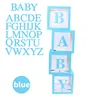4 scatole blu + bambino + 26 lettere
