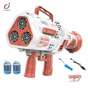 Summer Kids Toys Rocket Launcher Powerful Force Bazooka Bubble Gun 24 Holes Automatic Electric Bubble Gun Machine 24 Holes