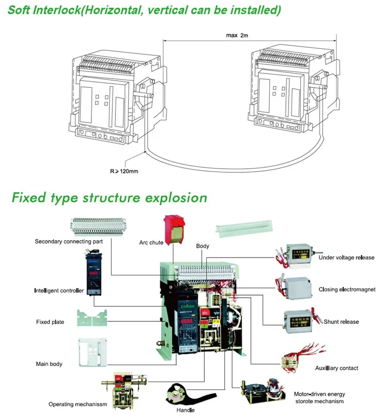 Fixed Drawer Type Air Circuit Breaker ACB 1250 Amp Circuit Breaker Acb