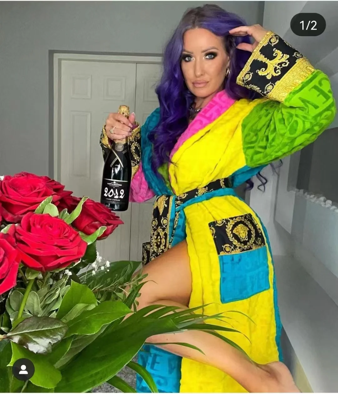 Hly Woman Print Fleece Bath Robes Bathrobes Set Christmas Custom Robe