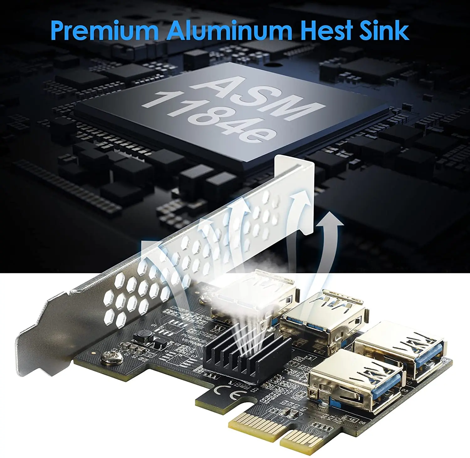 Usb Splitter PCIe Splitter, 1 To 4 PCIe Expansion Riser Card X1 External  Adapter USB 3.0 Ports For GPU Mining Rig ETH Bitcoin Crypto Miner Pcie Nvme  Adapter