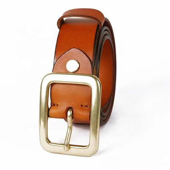 Factory OEM ODM Top Quality Cowhide Full Grain Mens Italy Leather Work Belts with Solid Brass Buckle