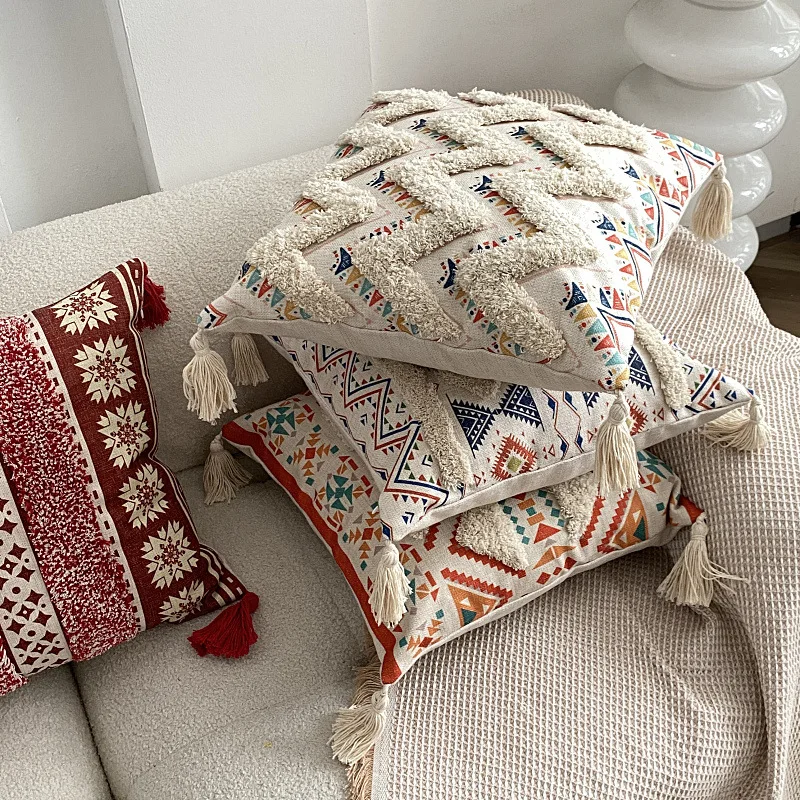 Free People, Bedding, Colorful Throw Pillow Covers Cotton Sun Tufted Pillows  Cover Cases With Tassels