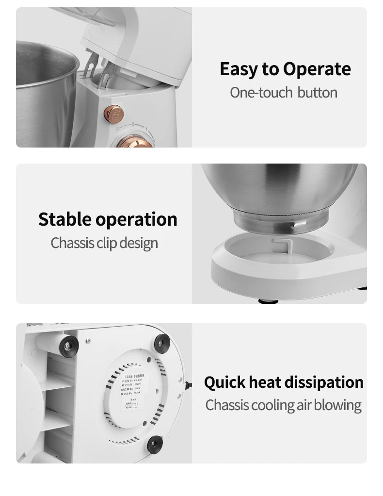 Powerful 3 In 1 Stand Mixer 1200w With Variable Speed Control And 5l