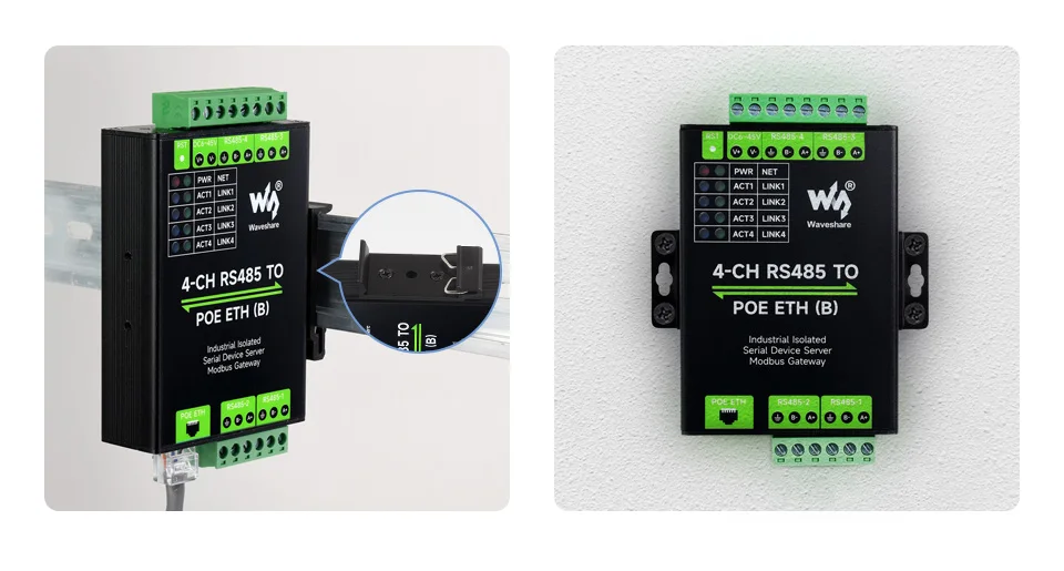 4-Ch RS485 to RJ45 Ethernet Serial Server, 4 Channels RS485 Independent ...