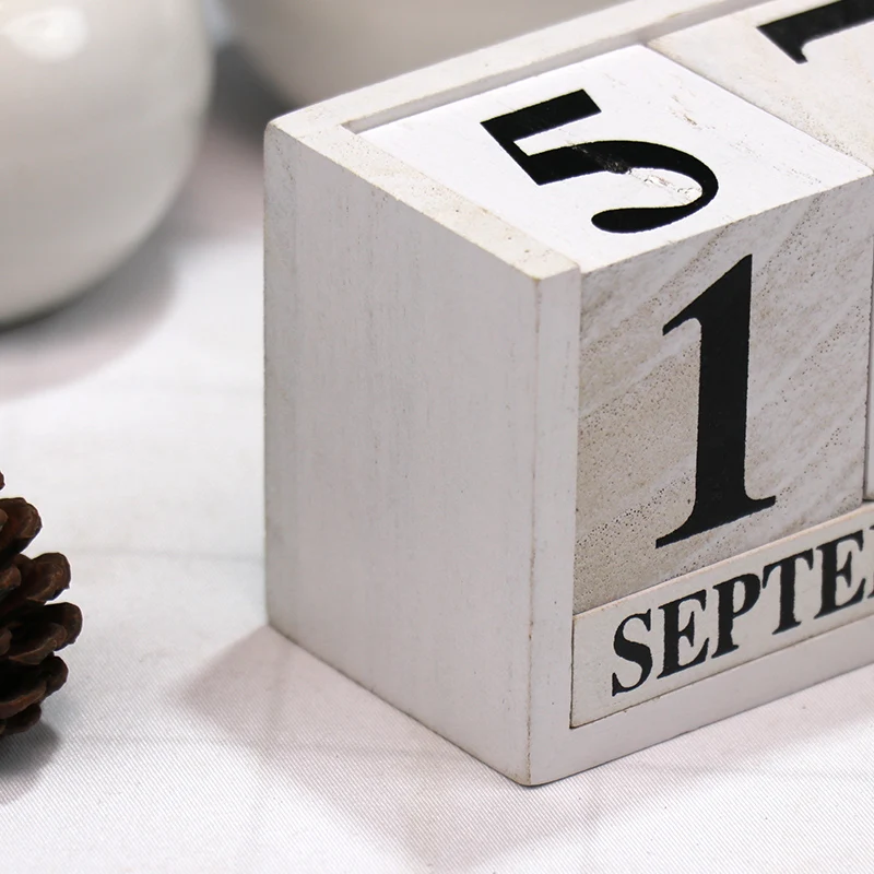 Оптовая продажа, домашний декор, настольный вечный деревянный блок, календарь, деревянный стол, цифровой календарь