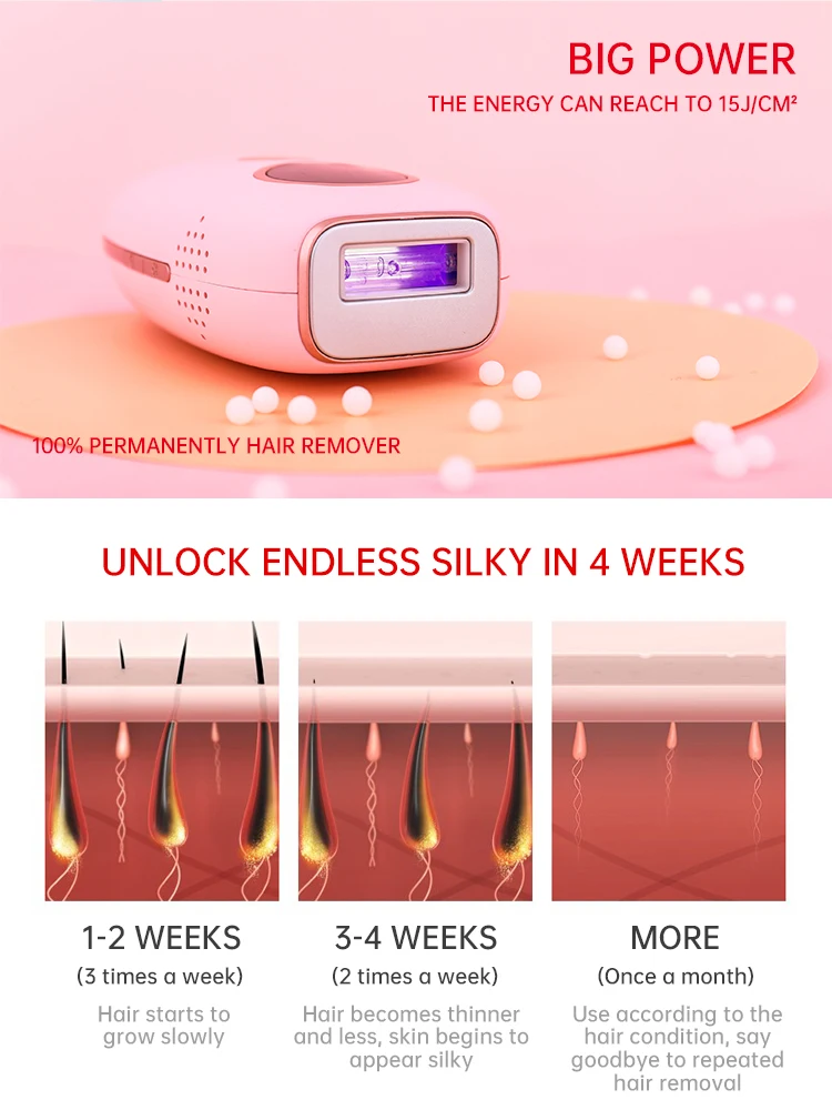 Happy skin co-máquina de depilación láser ipl, para uso doméstico