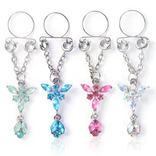 1 pair of women's non-piercing nipple rings sexy nipple ornaments butterfly pendant couple fun fake nipple rings ornaments