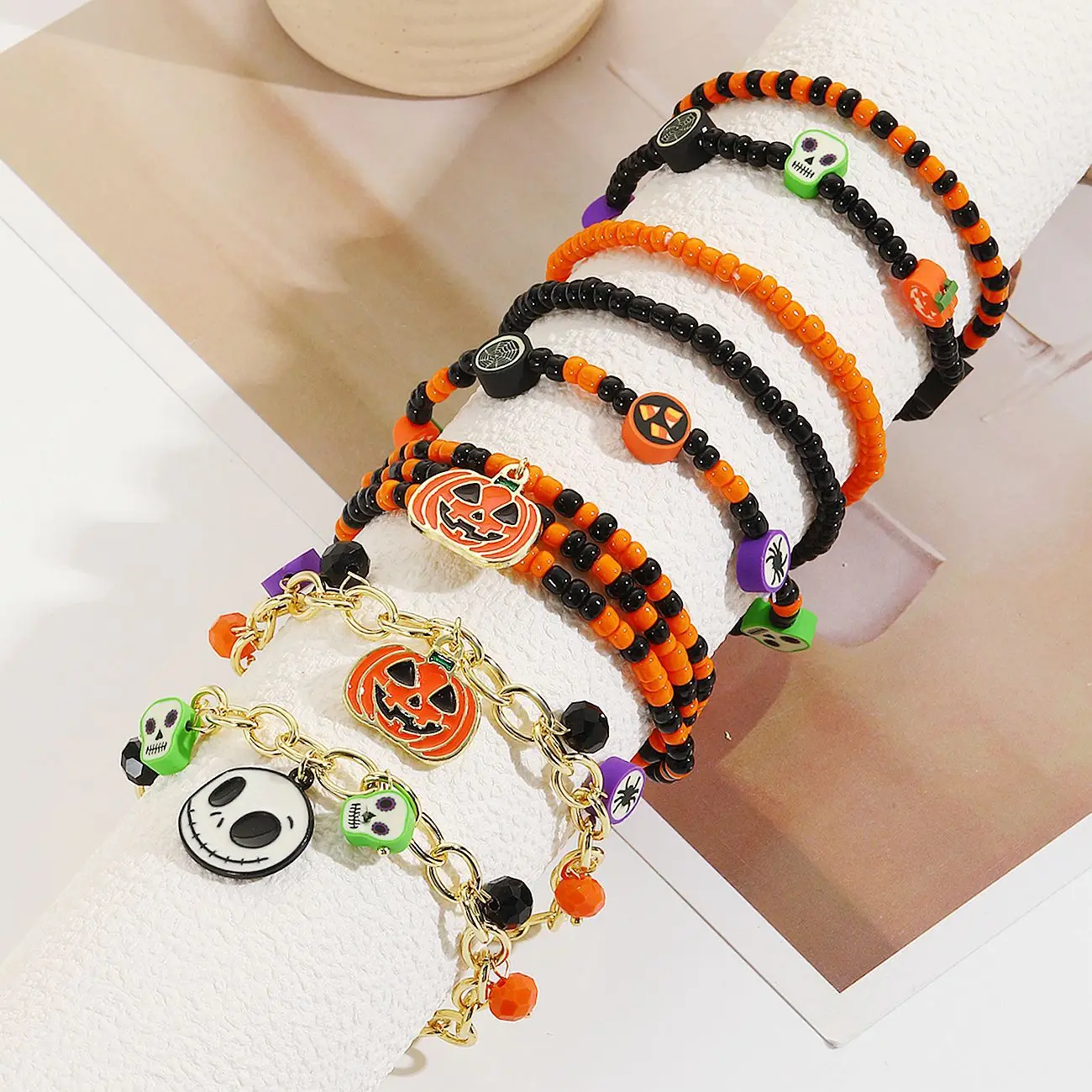 100 Pulseras De Halloween De Tela | Accesorios Surtidos Para Fiestas Y Regalos | Cómodas Y Desechables