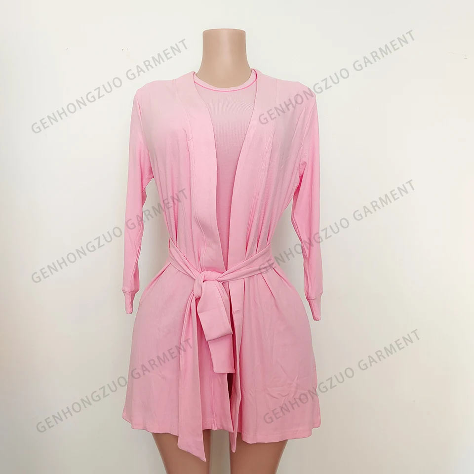 Magefertigte LOGO Bambus-Baumwoll-Kimono Leinen-Bademntel Lange  Damen-Loungewear Bademantel Schlafanzug-Sets fr Frauen