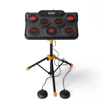 Miniature Professional Drum With Foot Pedals Power By Ac Adapter Or Battery Portable Electronic Drum Set