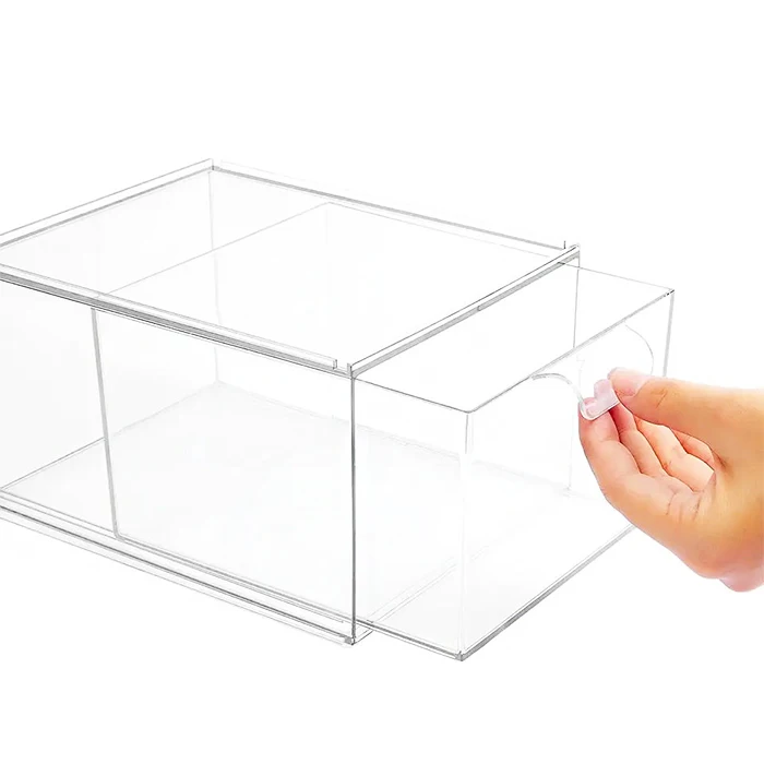 Desktop Stackable Rectangular Clear Acrylic Makeup Storage Drawer Box Acrylic Bathroom Organizer