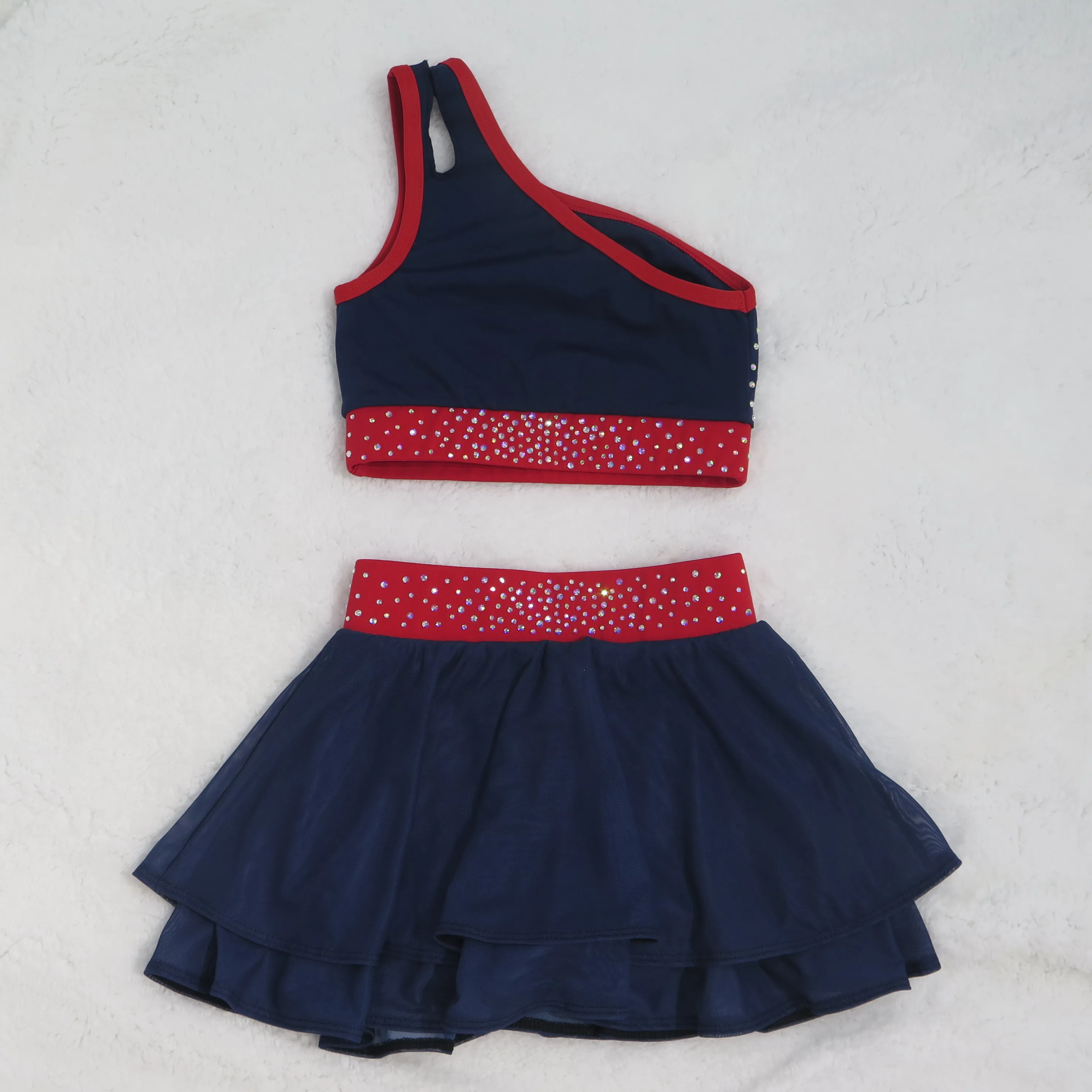 Free Polyester and Spandex Youth Cheerleading Dress for Girls Dance Cheer Events Performance Team Wear