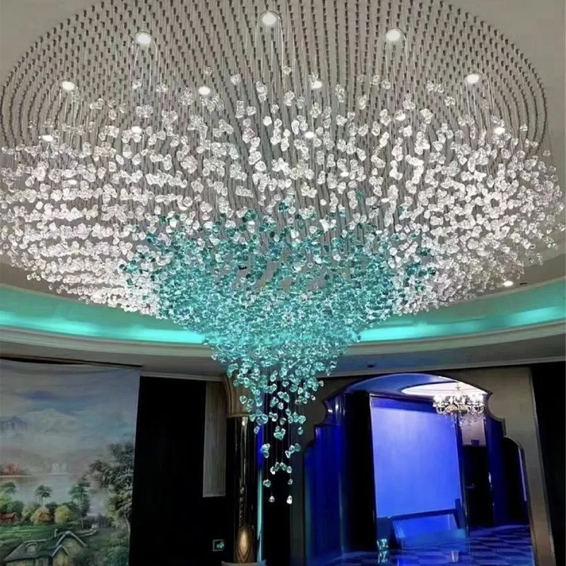 Customized Hotel Project Lobby Restaurant Turquoise Blue Glass Chandelier Pendant Light