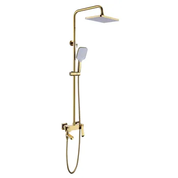 Luxury 3 Way Brass Matt Brushed Gold Shower Set Brass Bathroom Bathtub Bath And Shower Fixtures Mixers Sets
