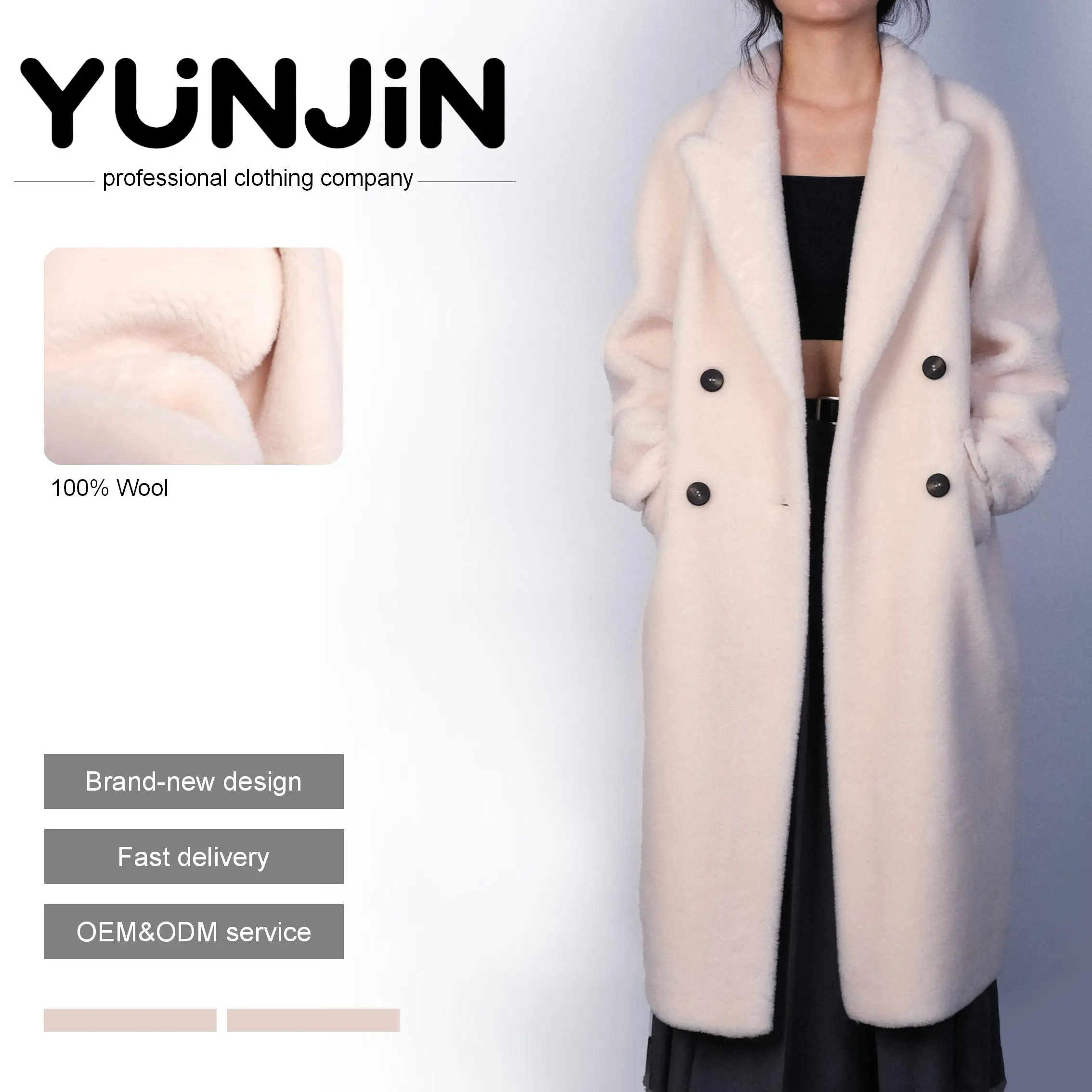 YUNJIN Women's High Quality Double Breasted Lamb Fleece
