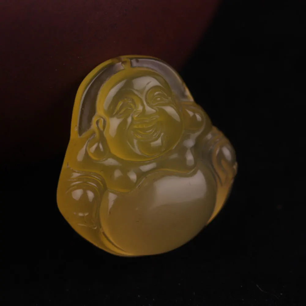 Collier Bouddha En Pierres Naturelles - Aventurine, Quartz Blanc, Ambre Et Pierre Noire