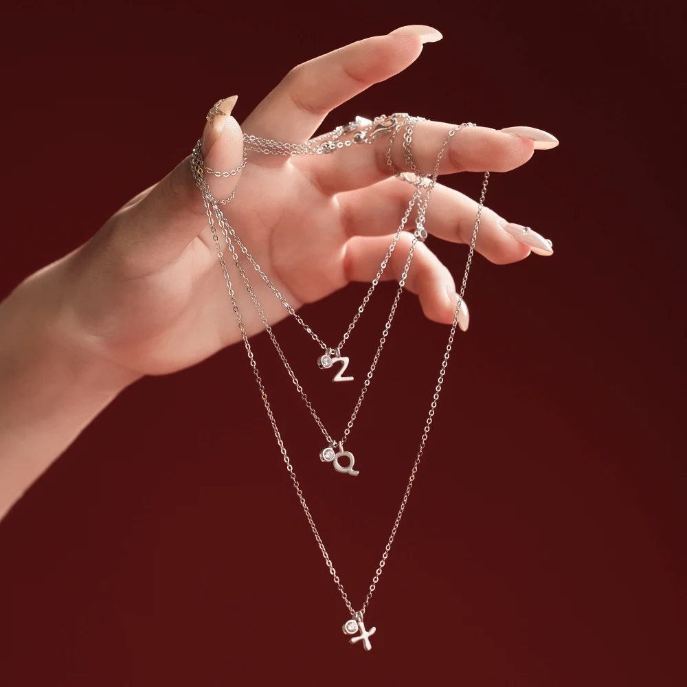 KAKODIY new rhodium plated exquisite zircon alphabet-Q-necklace, personalized initials necklace for women detail 5