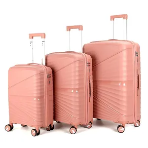 High Quality 3-Piece Front Open 4-Wheel PP Luggage Suitcase Cloth Luxury Travel Durable Spinner Wheels Multi-Function
