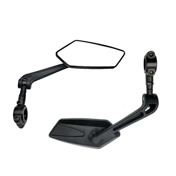 Adjustable Motorcycle / Bike Rear View Mirror - Wide Range, Blue, Handlebar Mount (Left Or Right)