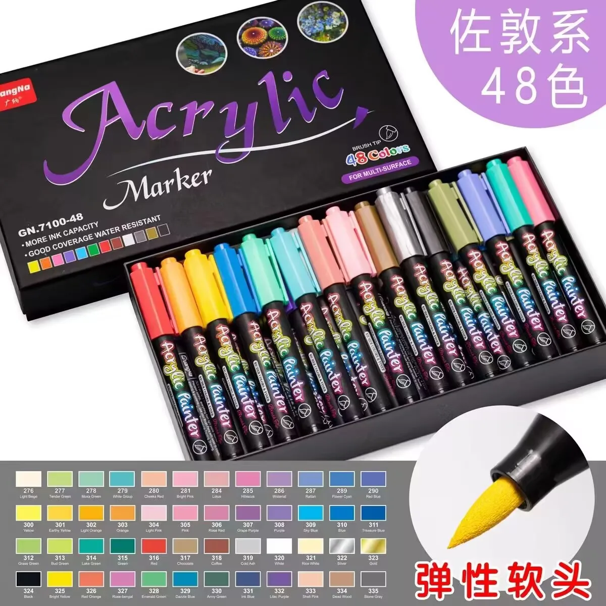 Acrylic Paint Brush Markers 60 Colors Acrylic Paint Pens For Rock,Glass Painting,Ceramic,Wood