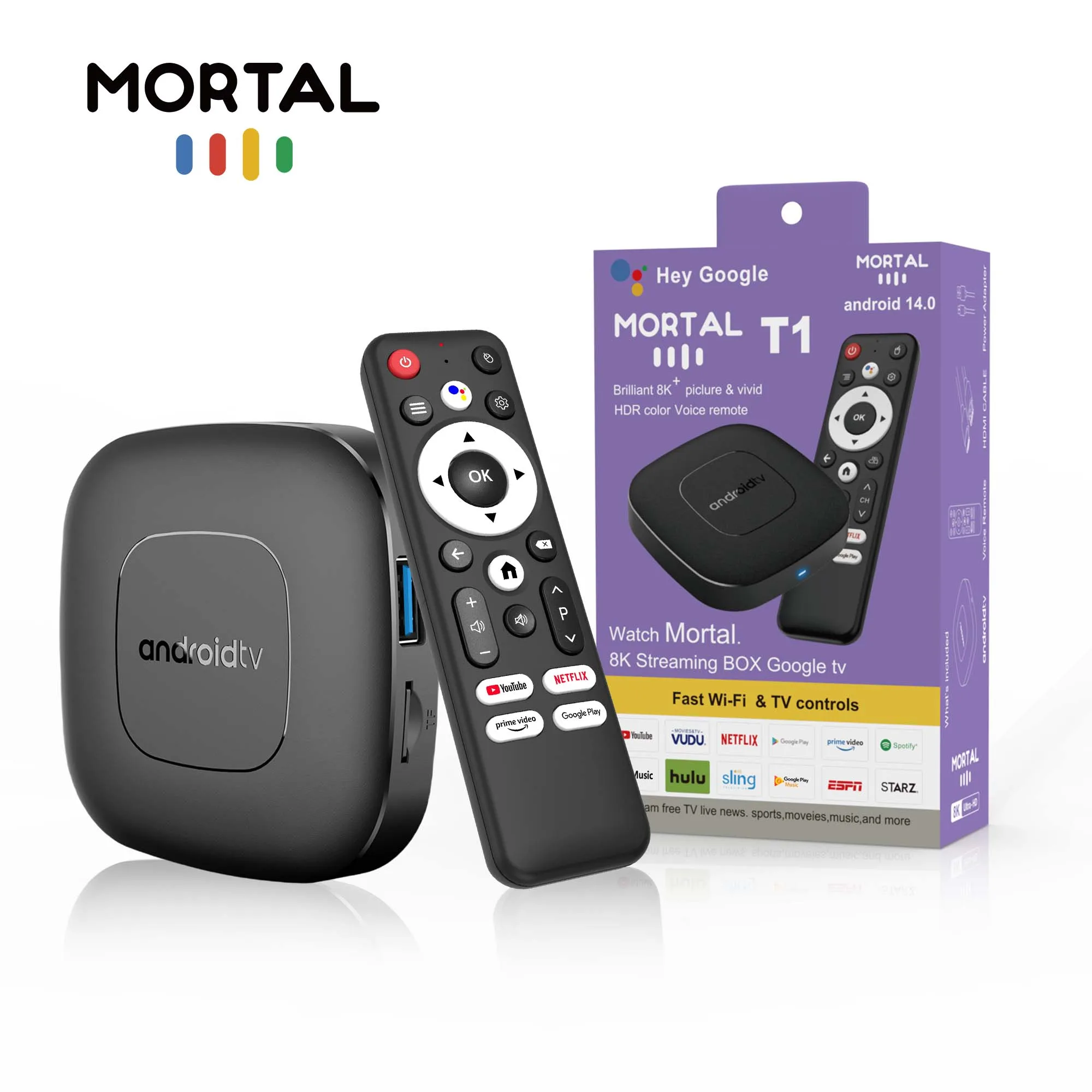 Mortal T1 Smart TV Box - 4K Streaming with Android 14.0