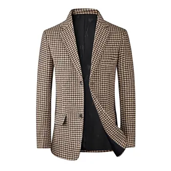 2025 Men's Casual Plaid Suit Korean Slim Fit Jacket Single Breasted Closure for Spring Autumn Youth Cross-Border Coat Wholesale